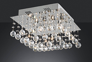 Wofi Lighting Haifa Polished Chrome And Crystal Square Ceiling Light