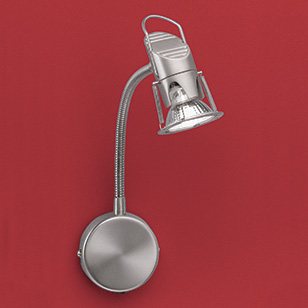 Wofi Lighting Minit Modern Nickel Matt Wall Light With A Single Spotlight On A Flexible Arm