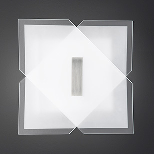 Wofi Lighting Nadra Modern White And Clear Glass Square Wall Light