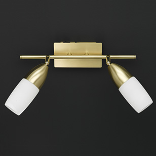 Wofi Lighting New Jersey Energy Saving Wall Light Traditional Brass-matt With White Opaque Glass Shades