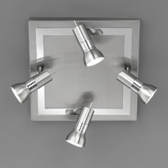 Nickel-Matt And Chrome Square Ceiling Light