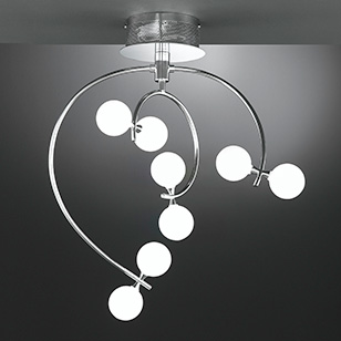 Wofi Lighting Ontario Chrome Ceiling Light With Small White Globe Shades