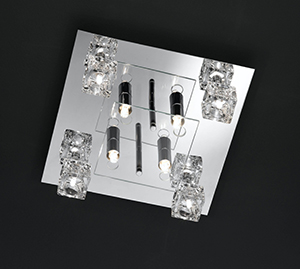 Wofi Lighting Quebec Chrome And Glass Square Ceiling Light