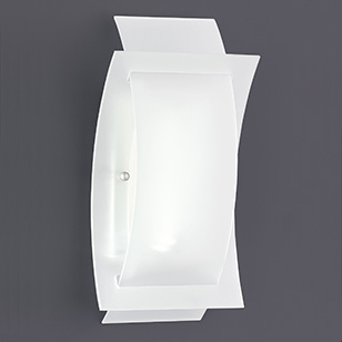 Wofi Lighting Velo Modern White Glass Wall Light With Nickel Matt Fixings