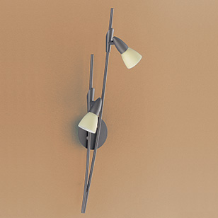 Wofi Lighting Vito Wall Light Modern Rust Effect With Pale Yellow Opaque Glass Shades