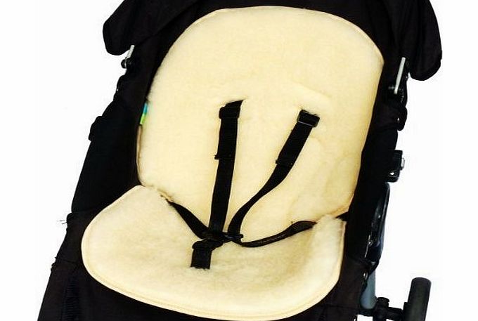 Womar NATURAL SHEEP WOOL Liner Cover Mat for Pushchair Buggy Pram Car Seat Bouncy Chair Swing