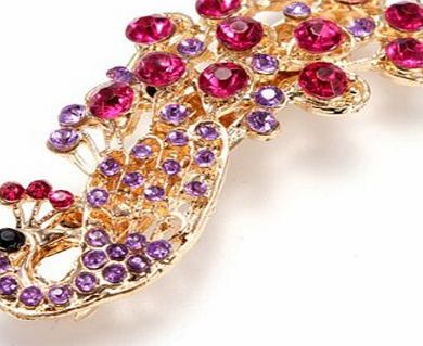 Womdee TM) Fashion Women Lady Peacock Full Crystal Rhinestones Hairpin Hair Clip-Purple amp; Roseo With Womdee Accessory