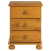 3 Drawer Bedside, Antiqued Pine