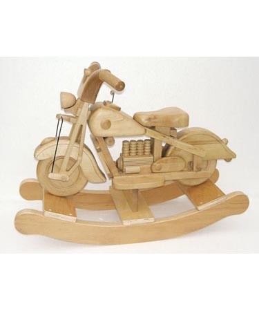 NATURAL WOOD ROCKING MOTORBIKE