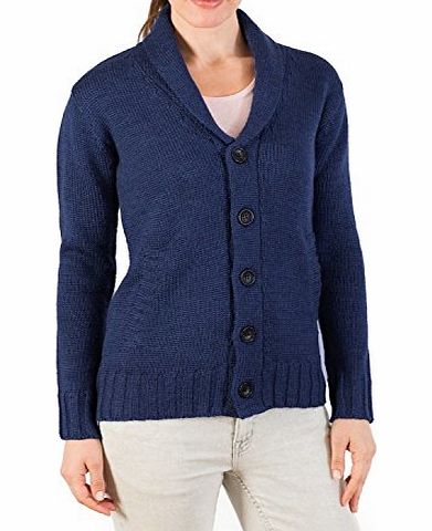 Woolovers Wool Overs Womens British Wool Shawl Collar Cardigan French Navy Medium