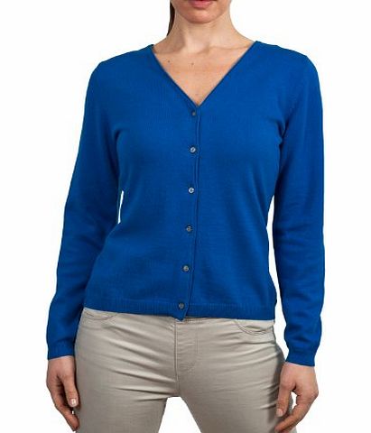 Woolovers Wool Overs Womens Silk amp; Cotton V Neck Cardigan Cobalt Medium