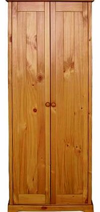 Baltic 2 Door Wardrobe - Pine Wardrobe - Antique Pine Finish - Long Hanging Rail