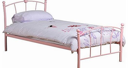 Caitlin Girls Bed Frame - Metal, Pink Finish, High Foot End - Single