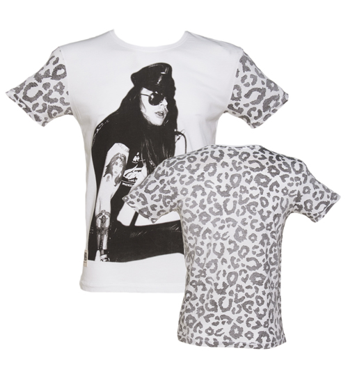 Mens White Axl Rose Leopard Sleeves Guns N