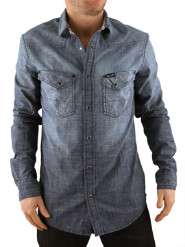 Moonlight Blue Emblem Denim Shirt