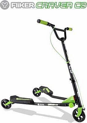 Y Fliker Yvolution Fliker C3 Scooter - Matte Black/Green