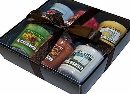 Yankee Candle Luxury 6 Sampler Pack - Gift Wrapped in Black Box, black tissue amp; Cuban Satin Ribbon