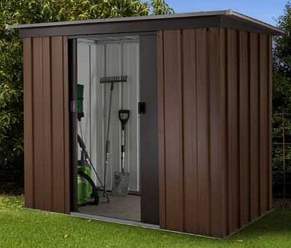 Yardmaster Tall Woodgrain Pent Metal Shed - 6ft x 4ft