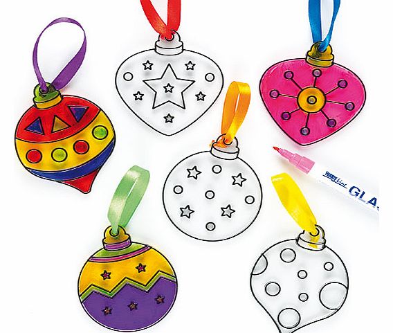 Christmas Bauble Suncatchers - Pack of 6