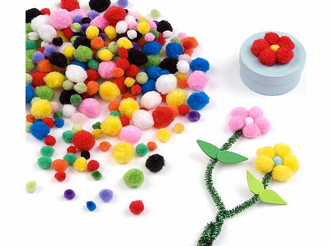 Mini Coloured Pom-Poms - Pack of 500