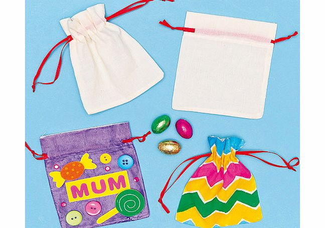 Mini Fabric Drawstring Bags - Pack of 6