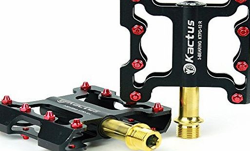 YITA KACTUS Bike MTB BMX Platform Flat Pedals CNC Gold-plating Titanium Spindle Ti Axle 12T BLACK