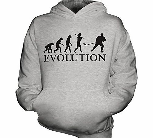 York Street Ice Hockey Evolution of Man - Kids Hoodie - Boys/Girls/Childrens, Age 12-13, Colour Fizzy Grey