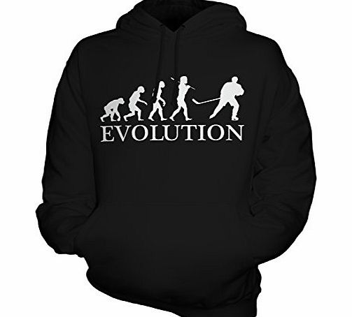 York Street Ice Hockey Evolution of Man - Unisex Hoodie - Mens/Womens/Ladies, Size Medium, Colour Licquorice