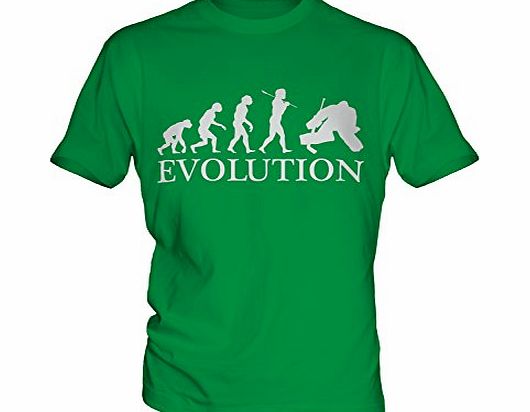 York Street Ice Hockey Goalkeeper Evolution of Man - Mens T-Shirt Top, Size X-Small, Colour Fizzy Apple