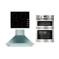 Zanussi Double Oven ZDF290X- Ceramic Hob CM600Blk and 60cm Chimney Hood ZHC605X