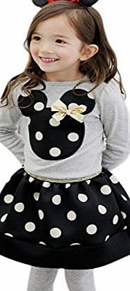 Zeagoo 2pcs Kids Girl Baby Toddler Top T-shirt Skirt Tutu Set Clothing Outfit Red Black