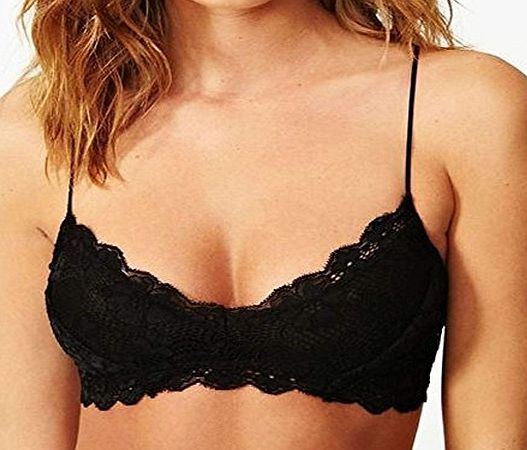 Zeagoo Womens Sheer Scallop Lace Overlay Bralet Longline Bra Cupless Unpad Multicolor Crop Top