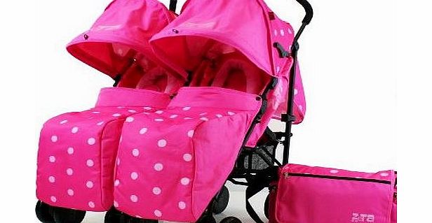 ZETA  Twin Pushchair Complete Package (Pink Dots)